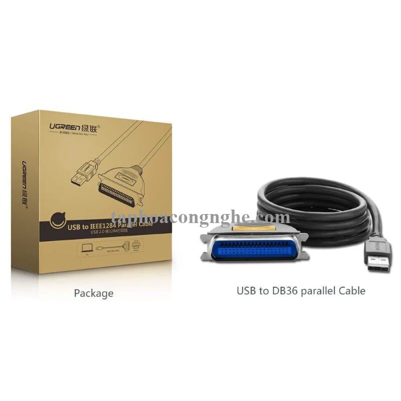 Ugreen 30228 3M màu Đen Cáp tín hiệu chuyển đổi USB 2.0 sang LPT âm cao cấp 20225 30030228